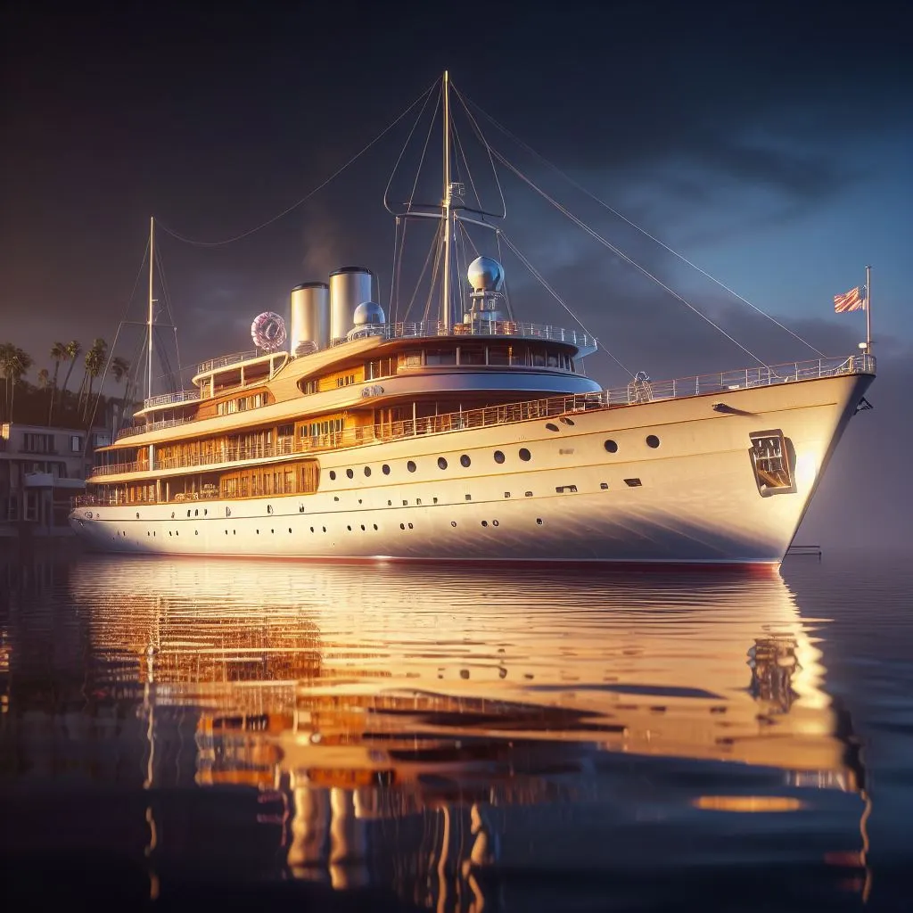 The luxurious 'Christina O' yacht, representing the opulence and glamour of mid-20th-century yachting